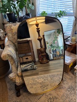 POZINO-Beveled Brushed Gold Mirror 40“ x 24“