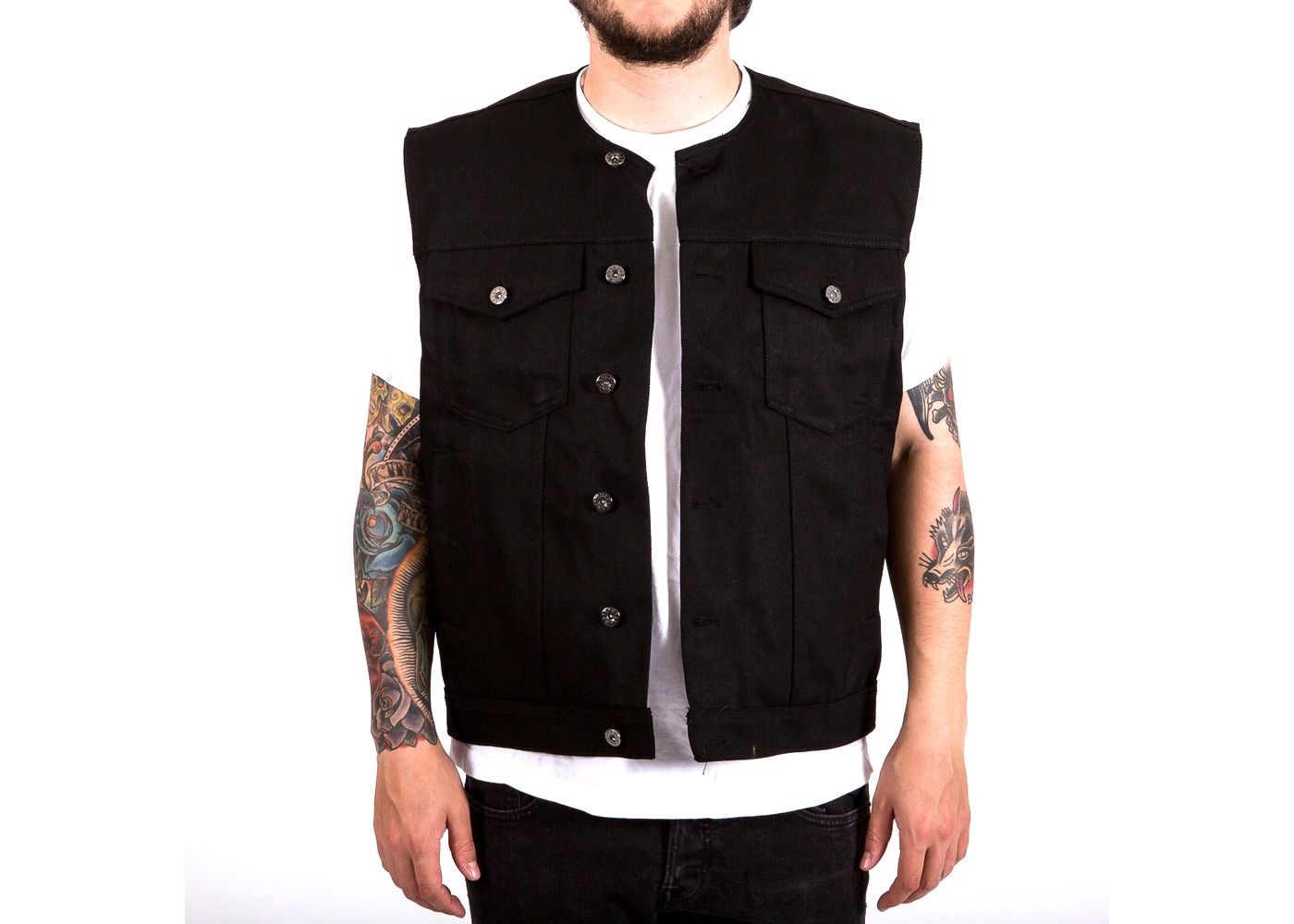 Biltwell Inc. Prime Cut Motorcycle Vest with Collar - Large - Black - Brand New w/o Tags
