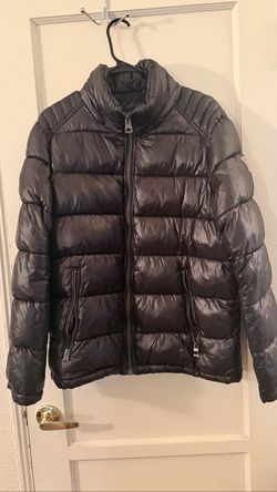 GUESS Men's Shiny Black Quilted Puffer Jacket