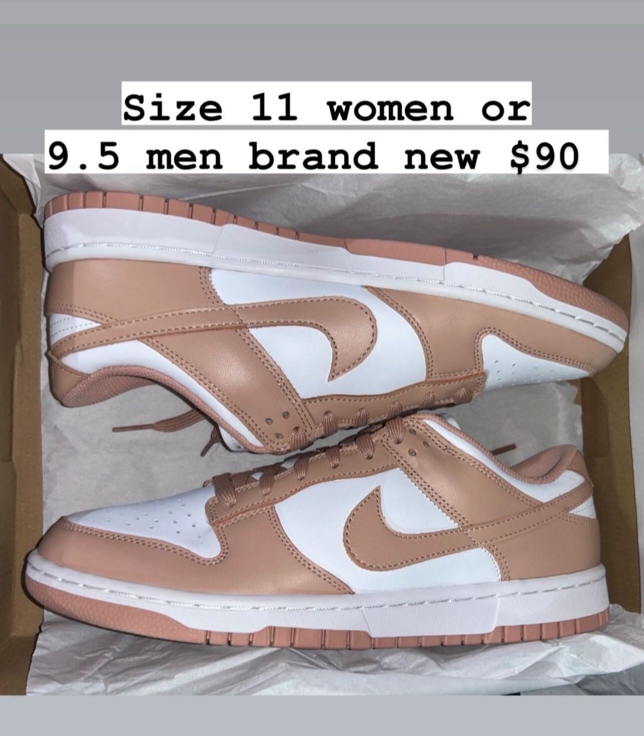 Nike Dunks Rose Whisper Brand New Size 9.5 Men Or 11 Women 