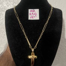 14K Yellow Gold Chain and Pendant 11.5Gr 18 Inches Long 
