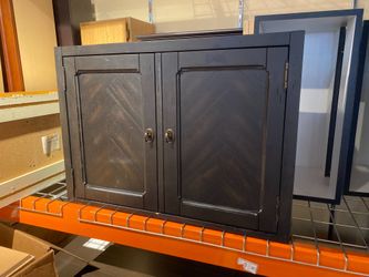 Dark Upper Cabinet with Chevron Wood Pattern