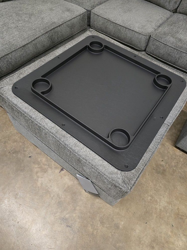 Plush Gray Storage Ottoman