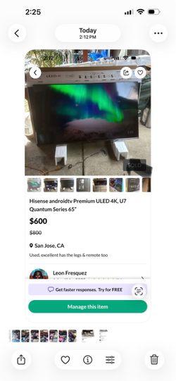 Hisense androidtv Premium ULED 4K, U7  Quantum Series 65”