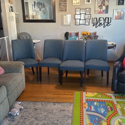 4 Blue Dinning Chairs