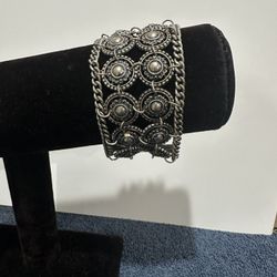 Chunky  Silver  Tone  Cuff Bracelet      Custom   Jewelry 