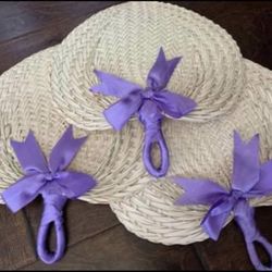 Raffia fans with Lavender Ribbon