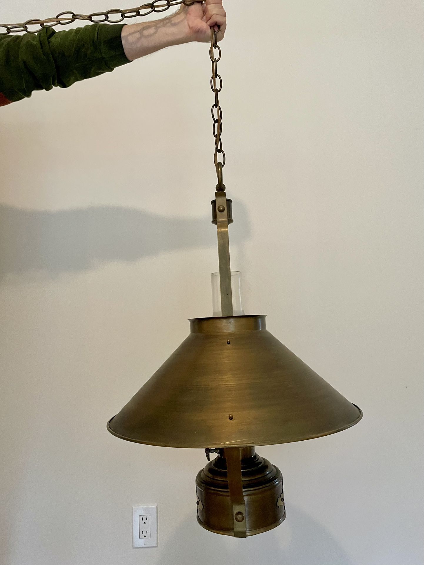 Vintage Pendant Statement Ceiling Light Brass - Needs to be rewired