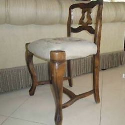 Antique Oak Needle Point Chair With Short Back