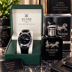 ⌚ Black & Silver Men’s Watch + FREE PERFUME | Altan Collection