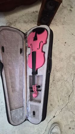 Pink Violin with Bow and Case