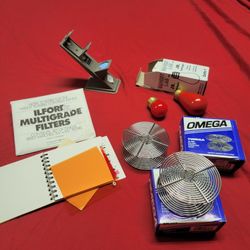 Photography Equipment-Dark Room Bulbs, Steel Reels, Filters, and Negative Viewer