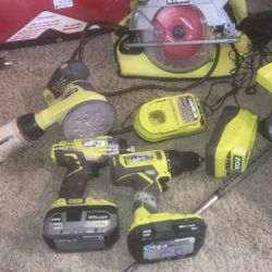 Ryobi Complete Set Of Drills Table Saw Tile Cutter And A Generator For The Low 