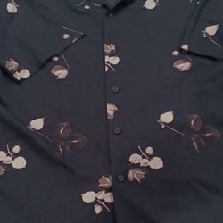 Dark Navy Floral Button-Up Shirt