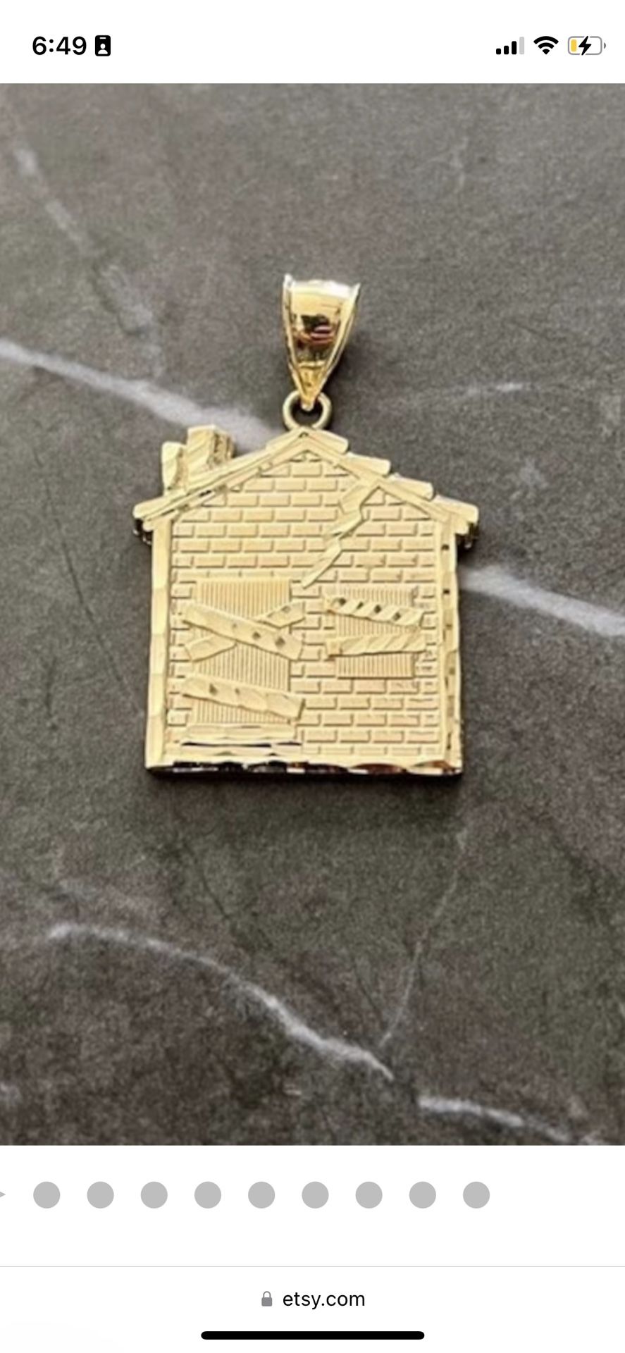 10k Gold Trap House Charm Pendant 