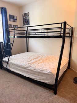 Black metal bunk bed