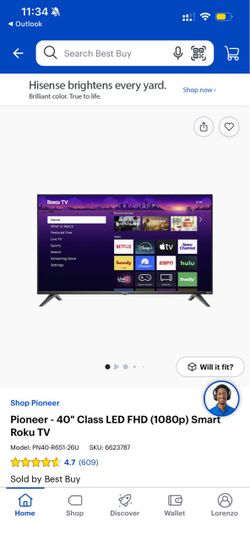 Pioneer - 40" Class LED FHD (2K) Smart Roku TV