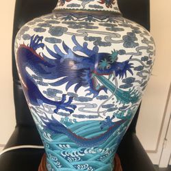 Cloisonné Dragon Vase Lamp 