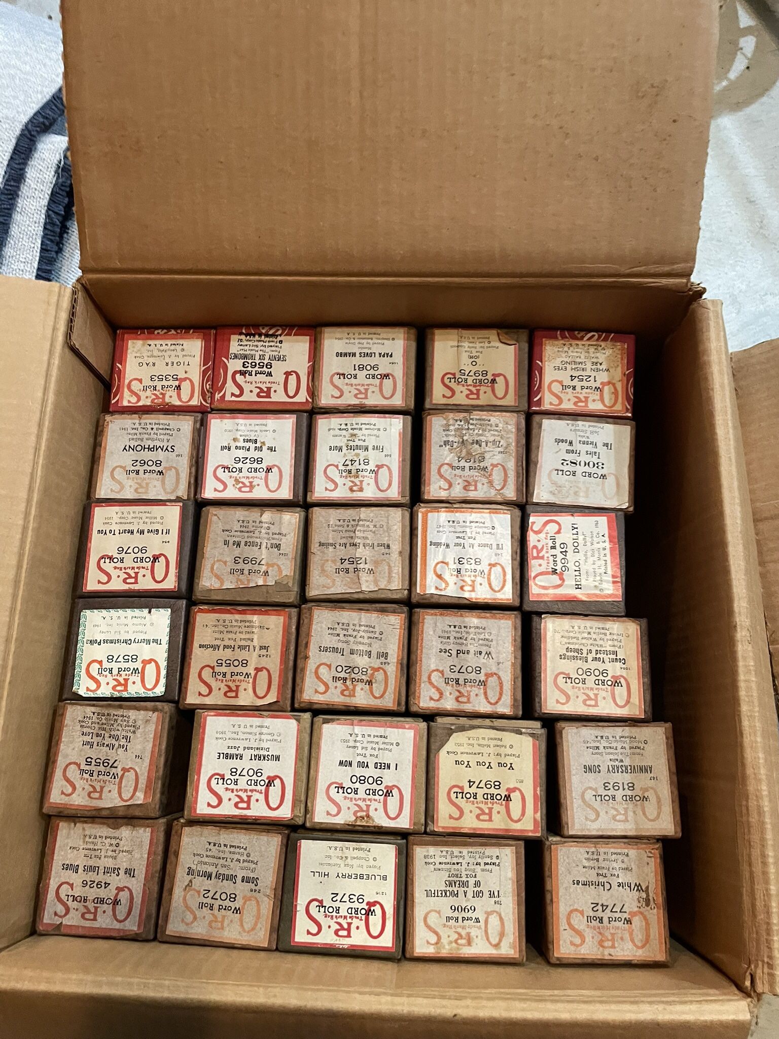 134 antique Player Piano Rolls from the 20’s, 30’s, 40’s, and 50’s