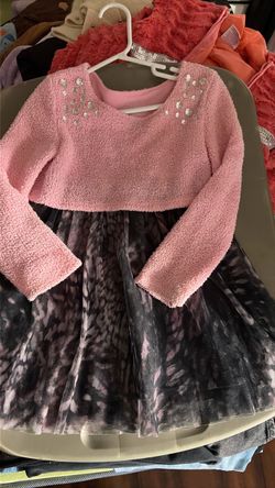 Girls Pink  and Animal Print Dress Set