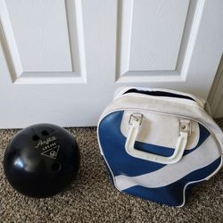 Vintage Bowling Ball With Bag