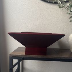 Large Red Wooden Decorative Bowl