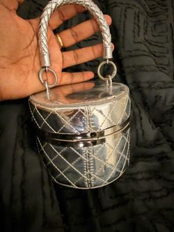 Silver purse with chain