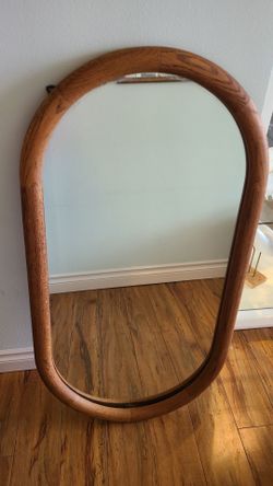 Solid Oak Wood Mirror-Oval