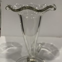 Vintage Hand Blown Clear Cornucopia 