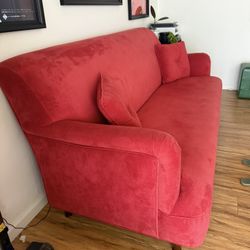 Red velvet couch For Sale 