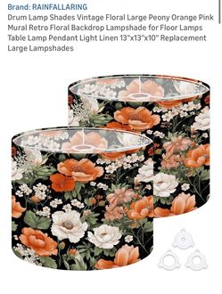 Rainfallaring Vintage Floral Drum Lamp Shades 2-Pack