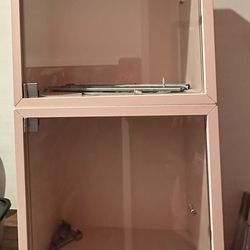 Two IKEA Shelves Box With Glass - Pink 