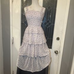 Mimi Chica Floral Smocked Tiered Midi Dress – Size S