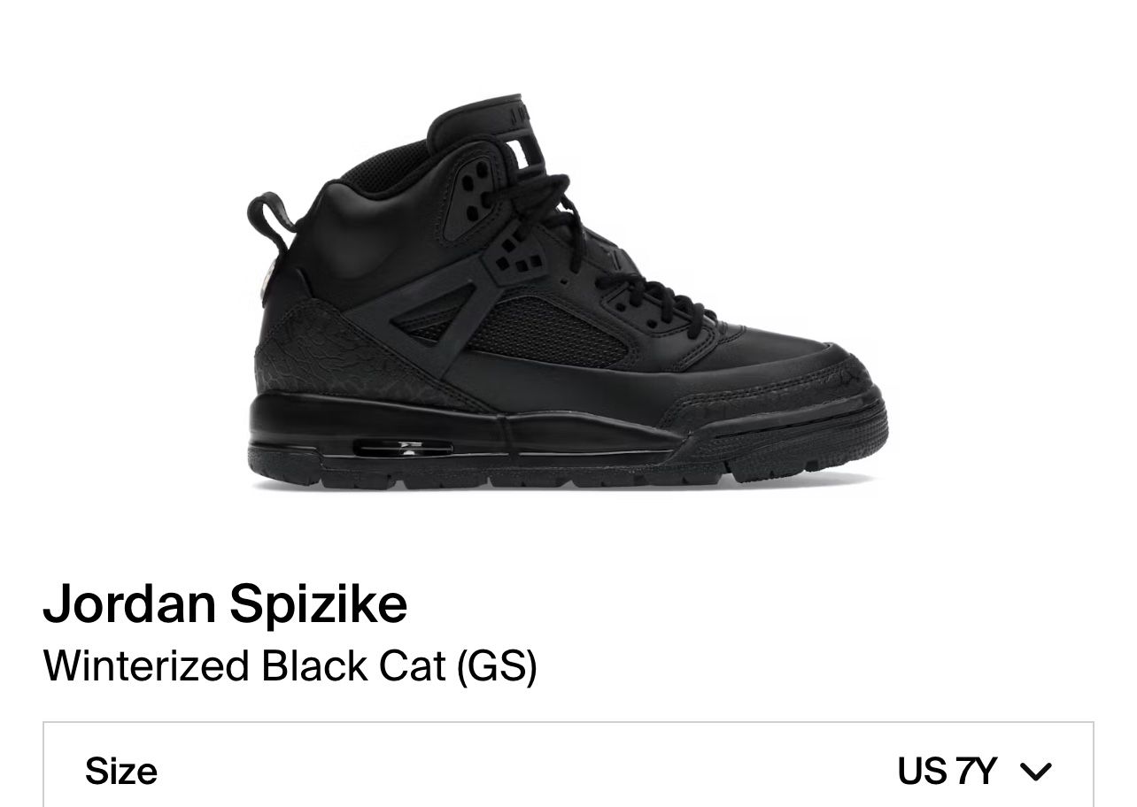 NIKE AIR JORDAN WINTERIZED SPIZIKE (GS) FD4653 001 SIZE 7Y