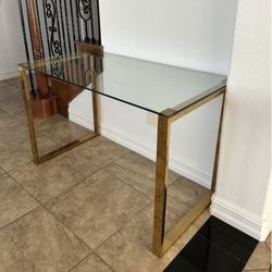Glass Console Table with Gold Frame