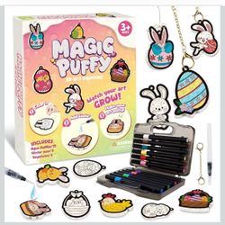 MZYTOZA Magic Foam Texture Painting Kit - 3D Art Craft Aqua Magic Puffs Paint Kit, 15 Mess-Free Paint by Number Craft for Kids (Double-Sided Aqua Magi