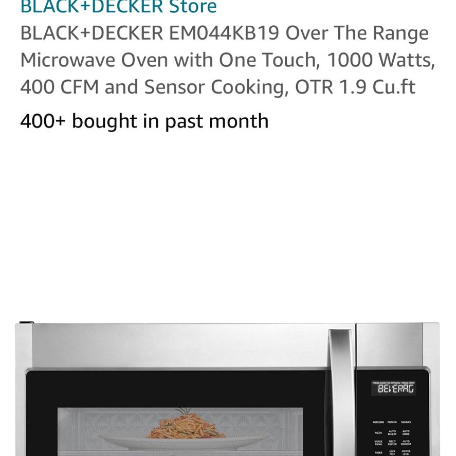 Black+Decker Over The Range Microwave (NEW In Box)