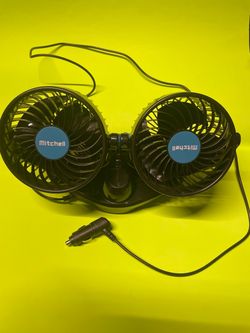 Dual fan with 12v plug for vehicle  use