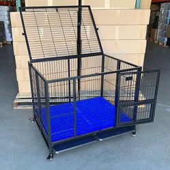 BRAND NEW $180 Large Heavy-Duty Dog Crate 41”x31”x34” Single-Door Folding Cage Kennel w/ Plastic Tray