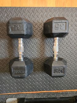 Used 35lb Rubber Hex Dumbbells-
