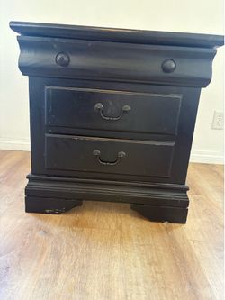 Black Wood Nightstand