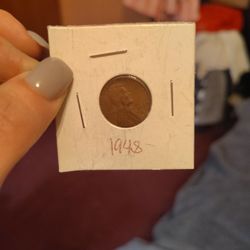 1948 Lincoln Wheat Penny – One Cent – Vintage U.S. Coin in Holder