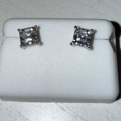 Square CZ Stud Earrings 5mm