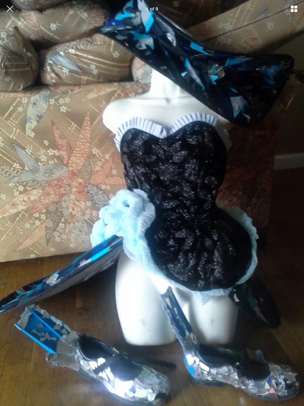 STELLA Womens Upcycled Unique Handmade Burlesque Alien Space Girl Costume sz S