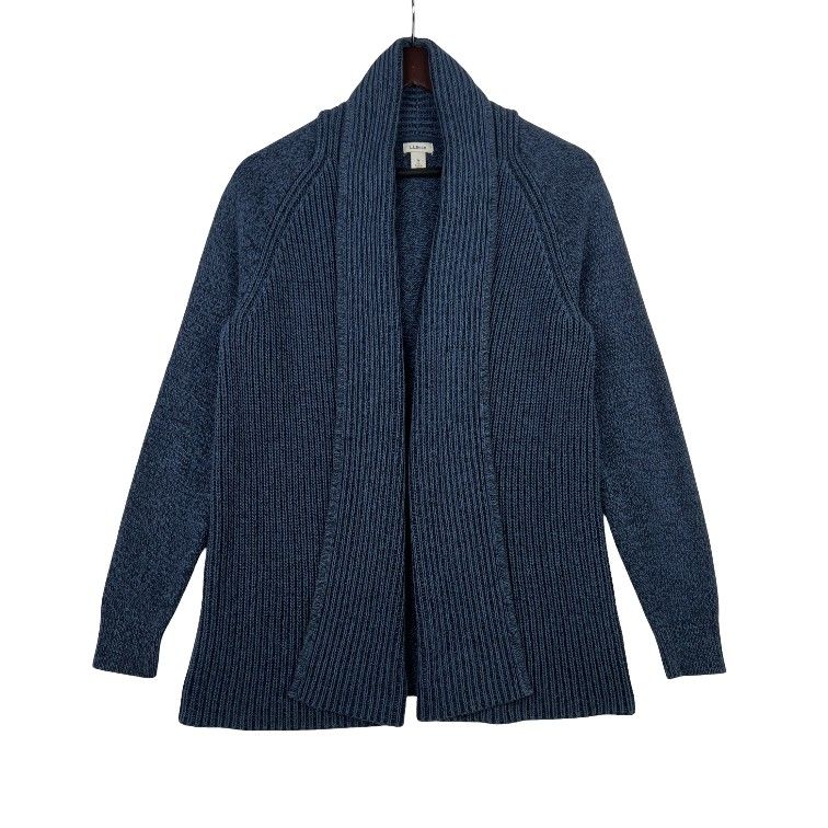 Vibtage LL.Bean Chunky Knit Cardigan Sweater Blue Over Sized Warm SZ SMALL