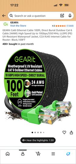 Cat6 Ethernet cable - 2 x 100ft roll - rated outdoor + direct burial