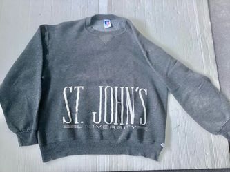Vtg. Early 1990s St. John’s University Pullover Gray Sweatshirt Russell Athletic Size Large