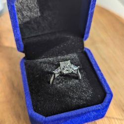 Women's Size 6 Bohemian Royal Princess Cut Moissanite 2 carat Sterling silver Engagement Ring