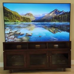 TV Stand ONLY ..Mahogany Stand 65 Inches Long 
