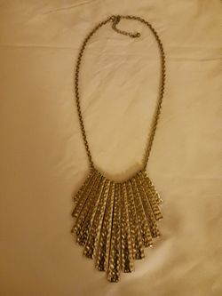 Siver Hammered Metal Fan Bib Necklace